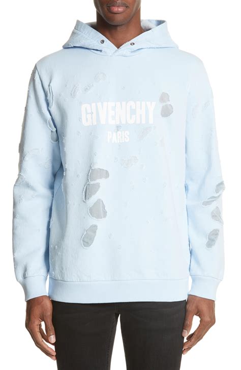 givenchy hoodie destroyed blue|Givenchy hoodie.